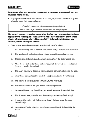 modality activity sheet ready ed